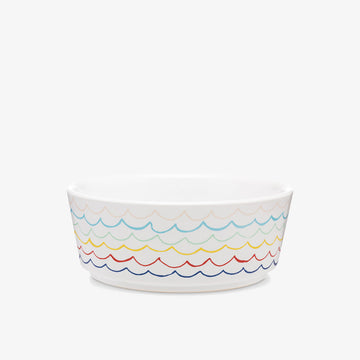 Sketched Wave Ceramic Dog Bowl - Multi Color