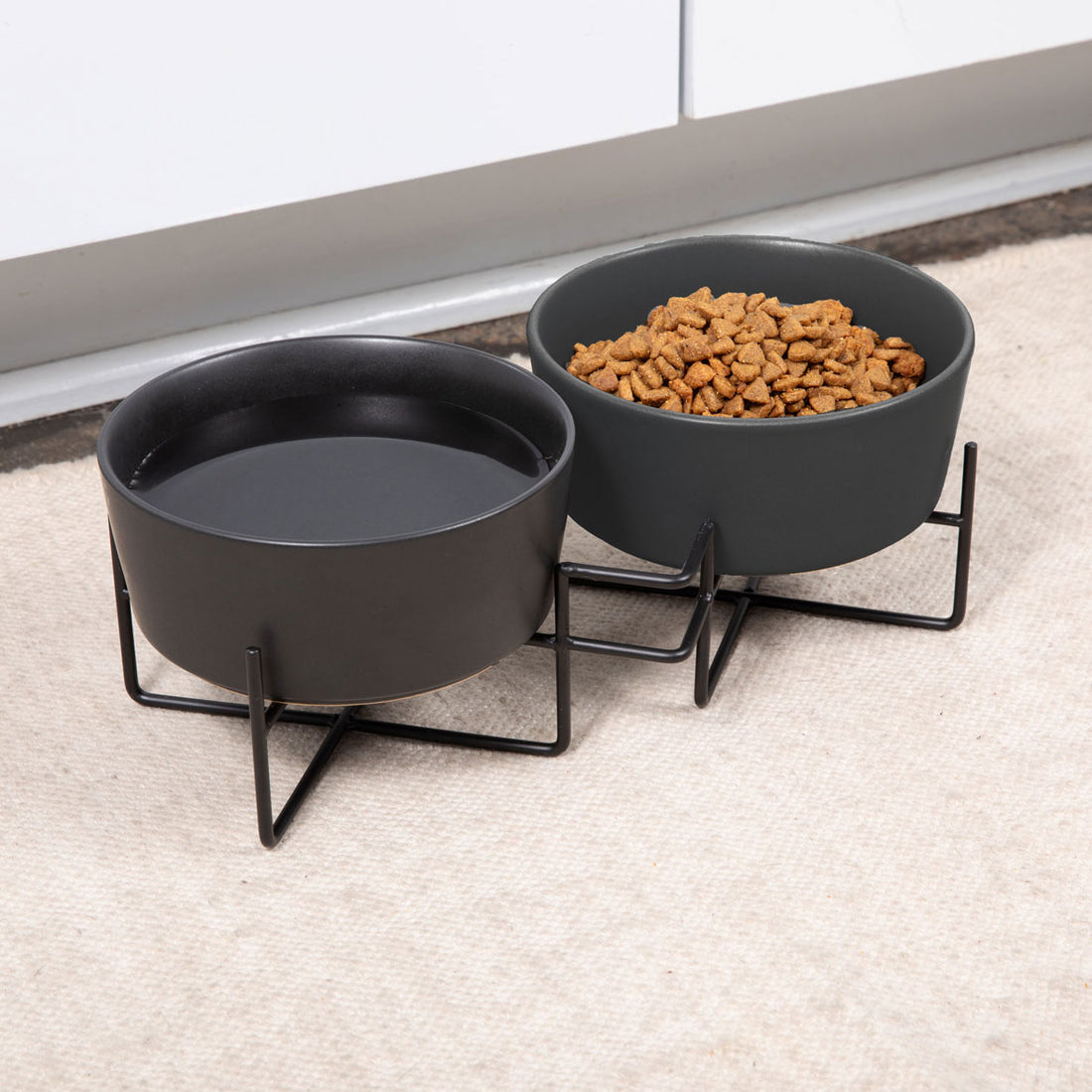 Simple Solid Double Feeder Bowl + Dog Bowl Stand