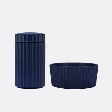 Ripple Ceramic Treat Jar + Bowl Set